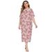 Ochine Women's Sleep Dress Casual Square Neck Floral Print Short Sleeve Dresses Pajama Dress,XL-4XL