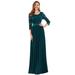 Ever-Pretty Juniors Young A-Line Floral Chiffon Mesh Maxi Wedding Guest Prom Dress 74125 Teal US14