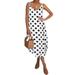 Plus Size Women Dress Summer Leopard Print Sleeveless Midi Dress Casual Polka Dot Asymmetrical Hem Dresses