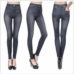 Altsales High Waisted Leggings Super Soft Full Length Opaque Slim Pencil Pants Faux Denim Jean Leggings