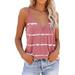 Sexy Dance Women Casual Loose Sleeveless Blouse Top Sexy V Neck Backless Spaghetti Strap Camisole Cami Tee Shirts Top S-XXXL Pink M(US 6-8)