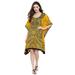 Yellow Short Caftans for Women Floral Plus Size Tunic Dresses for Women's Plus Size Kaftan Knee Length Tunic Women Dress by Oussum