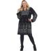 White Mark PS861-05-1X Plus Size Apolline Embroidered Sweater Dress, Black - Extra Large