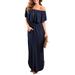 DIBAOLONG Womens Off The Shoulder Ruffle Party Dress Casual Side Split Beach Long Maxi Dresses with Pockets