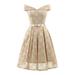 Meterk Women Lace Skater Dress Off the Shoulder Bow Pleated A-Line Bridesmaid Evening Party Gown Dress