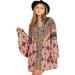 Womens Summer Multi-Print Trumpet Sleeve Dress Boho Dresses