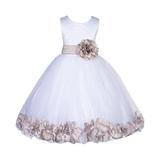 Ekidsbridal Ivory Lace Top Tulle Bodice Floral Petals Flower Girl Dress First Communion Dress Holy Baptism Dress Easter Summer Dresses Pageant Gown Holiday Dresses Daily Dress Birthday Girl Dress 165S