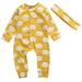 Puloru Baby Cloud Print Clothes Set,Girls Long Sleeve Button-up Romper+Headband