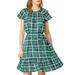 Allegra K Junior's Plaid Ruffle Raglan Sleeve Tie Waist Belted Dresses