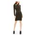 MICHAEL KORS Womens Black Glitter Long Sleeve Tie Neck Above The Knee Body Con Cocktail Dress Size S