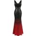 Angel fashions Women's V Neck Glitter Sequin Gatsby 20s Flapper Evening Dress Large