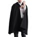 Mens Korean Long Woollen Coat Jackets Loose Warm Hooded Cape Cloaks