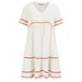 Grace Karin Women Braid Decorated Dress Short Sleeve V-Neck Tiered A-Line Dress(Ivory,L)