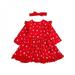 Hazel Tech-Children's Dress long-sleeve dressCotton Long Sleeve Dresses and headband Tunic Dress Casual Sundress with a headband Cute Red Peach Heart Dress