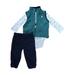 Carters Infant Baby Boys Green Fleece Vest Pant & Cotton Bodysuit 3 Pc Set