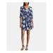AMERICAN LIVING Womens Navy Floral 3/4 Sleeve Faux Wrap Dress Size 2