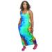 New Women's Sexy Plus Size Tie-dye Sleeveless Maxi Dress Loose Casual Skirt Spaghetti Strap Dress Long Dress