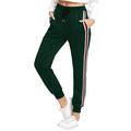 Women's Drawstring Side Red And White Striped Sports Pants