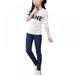 Newway Kids Girl High Waist Elastic Leggings Jeans Classic Pull on Skinny Jean Children's Faux Denim Fabric Pants