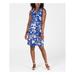 JM COLLECTION Womens Navy Keyhole Floral Sleeveless Asymmetrical Neckline Above The Knee Sheath Party Dress Size PL