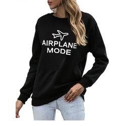 Women Fashion Letter Print Long Sleeve Sweatshirts Graphic Print Round Neck Loose Fit Jumper Tops T-Shirt Cool Grils Hip Hop Pullover Sweatshirt Tops
