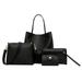 Zewfffr 4pcs/set Litchi Pattern Women Shoulder Crossbody Handbags Clutch (Black)