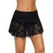 Joybuy Women's Lace Crochet Skirted Bikini Bottom Swimsuit Short Skort Swim Skirt