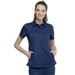 Cherokee Workwear Revolution Scrubs Top for Women Hidden Snap Front Collar Shirt WW669, S, Navy