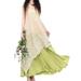 Women Vintage Casual Loose Maxi Dress Floral Embroidery O Neck Two Layers Long Dress Vestidos Plus Size Green