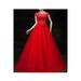 Women Thin Round Neck Sleeveless Charming Embroidered Wedding Dress