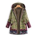 2021 Hot Sale Womens Coat Ladies Long Sleeve Jacket Winter Warm Floral Print Hooded Vintage Overcoat