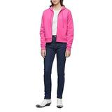 Calvin Klein Jeans Women's Metallic Logo Printed on The Hood Zipper Jacket (Fuchsia Purple, Small)