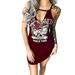 Girls Punk T-Shirt Dress Women Floral Print Sleeveless Summer Mini Dress