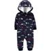 Carters Infant Boys Blue Cars & Trucks Hoodie Jumpsuit Coverall Baby Outfit
