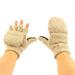 Men's Thinsulate 3M Thick Wool Knitted Half Mitten Suede Palm Gloves (S/M Beige)