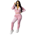 Women 2 Piece Outfits Tracksuit Velvet Zip Up Hooded Jacket Crop Tops Pants Set