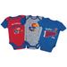 Newborn & Infant Russell Athletic Royal/Red/Heathered Gray Kansas Jayhawks 3-Pack Team Bodysuit Set