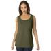 Jessica London Women's Plus Size Horseshoe Neck Tank Top Stretch Cotton