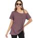 JANSION Women's Blouses Tunic Off Shoulder Tops Knot Side Twist Loose Blouses T-Shirts Casual One Cold Shoulder T Shirts Twist Knotted Front Tunic