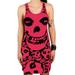 This Misfits Skull and Logo All Over Print Ladies Racerback Tank Dress (Hot Pink, Medium (3/4))