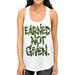 Junior's Camo Earned Not Given B28 White Racerback Tank Top Medium