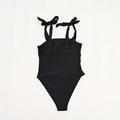 Popvcly Women Strappy One-piece Swimsuit Printed Sexy Suspender Swimwear Bow Straps Triangle Jumpsuits for Women Black M