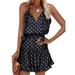 UKAP Women's V Neck Floral Spaghetti Strap Summer Dress Polka Dot Stylish Mini Sundress Elastic Waist Tunic Dresses Dot Print XL(US 14-16)