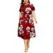 UKAP Women's Casual Maxi Dresses Short Sleeve Floral Printed Bohemian Sundress Sexy Plus Size Dress