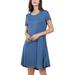 Colisha Women Summer Pockets Midi Dress Casual Loose Crew Neck Tunic Dress Pleated Hem T Shirt Dress Blue XXL(US 18-20)