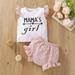 Hazel Summer Children Baby Girls Casual Letter Print Short Sleeve T-shirt Tops+Ruffle Shorts Outfits Set
