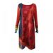 Plus Size Casual Loose Linen Korean Long Dress Women Retro Printing Summer Vestidos