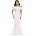 Ever-Pretty Womens Sexy Off Shoulder Slim Fit Floor Length Maxi Evening Dress 00274 White US8