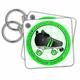 3dRose Derby Chicks Roll With It Green and White with Black Roller Skate - Key Chains, 2.25 by 2.25-inch, set of 2