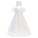 Baby Girls White Sequin Trim Organza Gown Bonnet Christening Set 3-6M